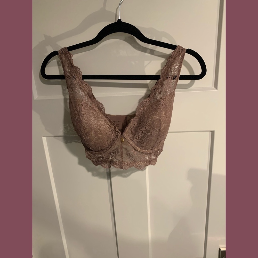 ThirdLove mauve longline lace plunge bra